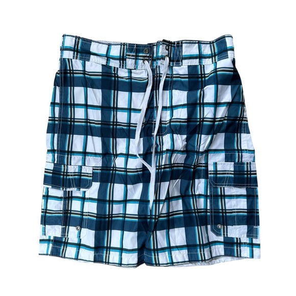 Merona Other - Merona Men’s Cargo Swimming Plaid Trunks Size M